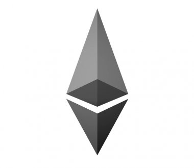 Beyaz, izole Ethereum sembol simge 3d çizim