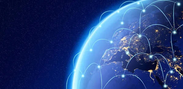 Planet Erde, Internet-Konzept des globalen Geschäfts, Verbindung — Stockfoto