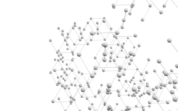 Мережеві з'єднання з точками і лініями на білому тлі — стокове фото