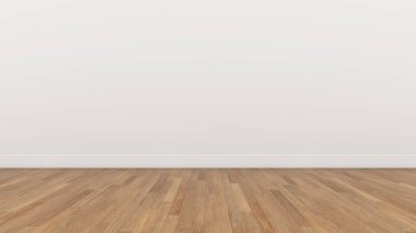Empty Room White wall and wood  brown floor, 3d render clipart