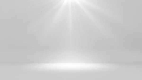 未来的白色空房间和光闪耀, 3d 渲染 — 图库照片