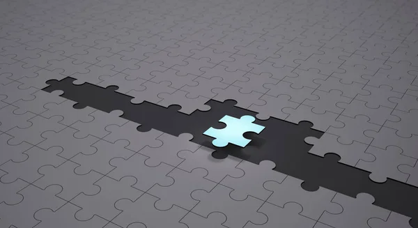 Leadership and teamwork conceptual background, Blue jigsaw — Stock Photo, Image