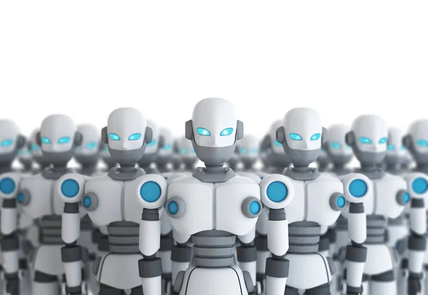 Group of robot on white, artificial intelligence in futuristic — Stock Photo, Image