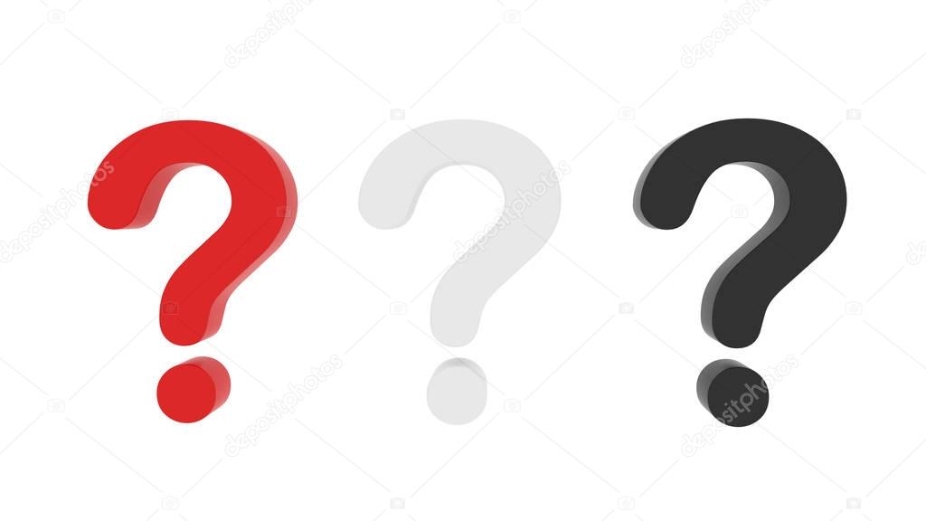 Set of question marks on white background