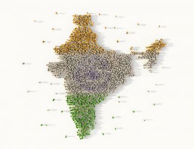 Hindistan harita oluşturan insanların büyük grup