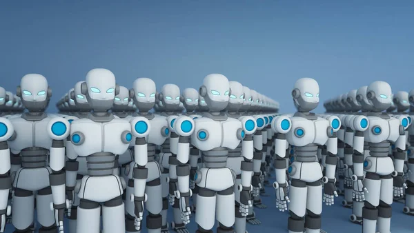 Group of robot on white, artificial intelligence — Stock Photo, Image