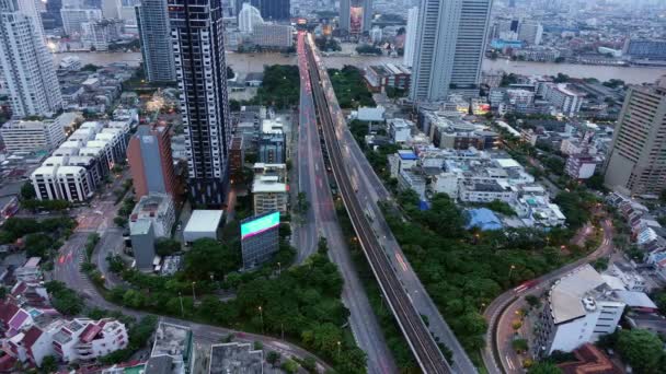 Time Lapse Sieci Połączenie Koncepcji Trident Sathorn Road Bangkok Tajlandia — Wideo stockowe