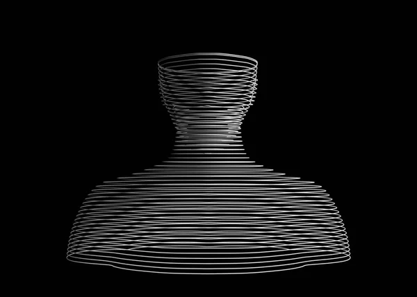Forma astratta del filo umano. Modello su nero, artificiale — Foto Stock