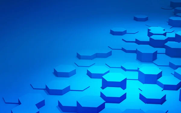 Синие шестиугольники фон с копировальным пространством в футуристическом технологе — стоковое фото