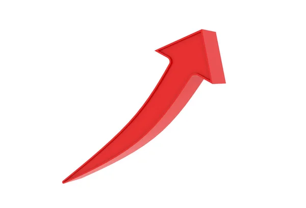 Flecha roja subiendo aislada sobre fondo blanco en el éxito — Foto de Stock