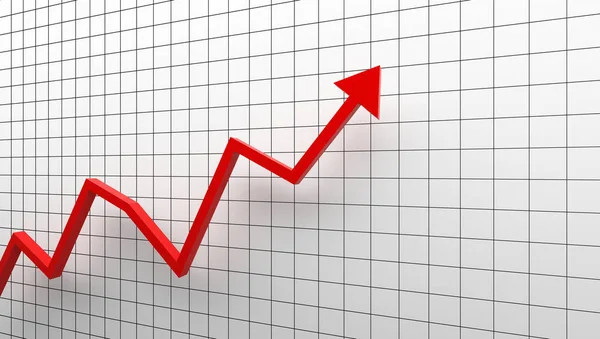 Growth diagram with red arrow going up on white background — Stock Photo, Image