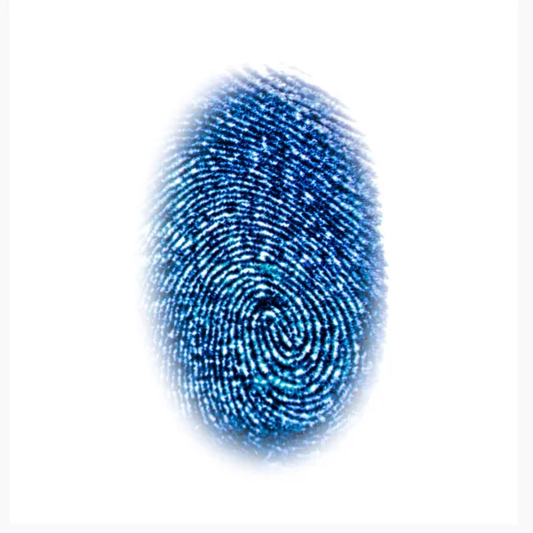 Синій Символ Ідентифікації Відбитків Пальців Ізольований Білому Тлі Концепції Технології — стокове фото