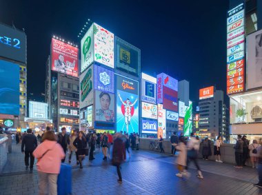 Osaka Şehri, Japonya - 01 / 03 / 2020: Dotonburi bölgesinde Glico işareti, t