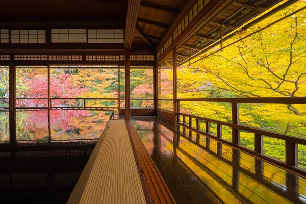 Templo Ruriko-in con hojas de arce de colores o follaje de otoño en un — Foto de Stock