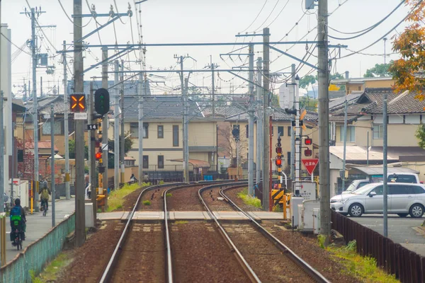 Kyoto, Japan - 01/03/2020 : Japanese railway with a local train — 스톡 사진