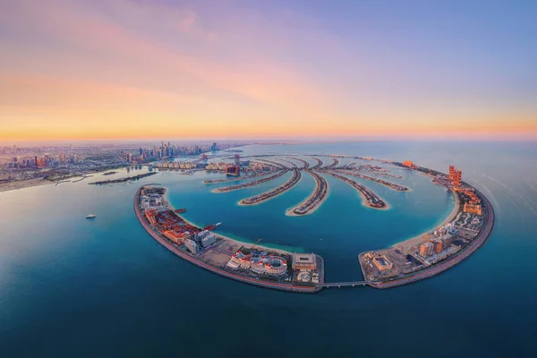 Flygfoto Över Palm Jumeirah Island Dubai Downtown Skyline Förenade Arabemiraten — Stockfoto