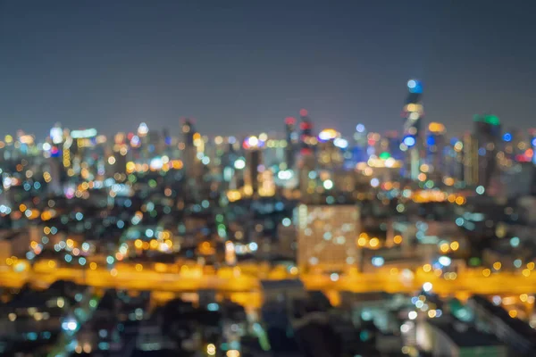 Bokeh Hintergrund Von Hochhäusern Bangkok Stadt Thailand Mit Lichtern Verschwommenes — Stockfoto