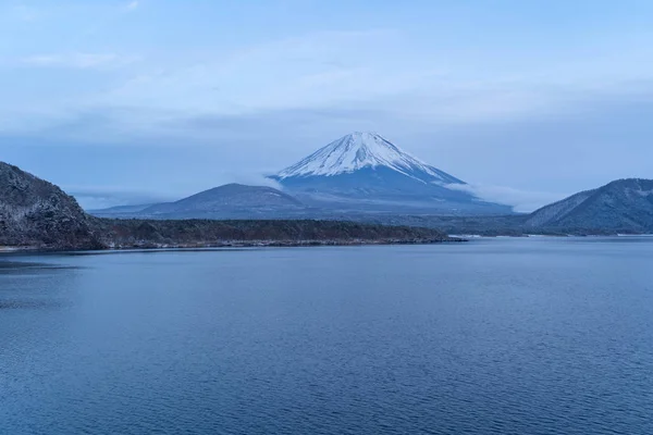 Lago Saiko Fuji Cinque Laghi Montagna Fuji Con Neve Nella — Foto Stock