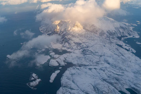Vista Aérea Das Ilhas Lofoten Condado Nordland Noruega Europa Montanhas — Fotografia de Stock