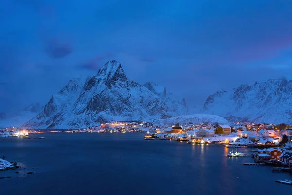 Letecký Pohled Norskou Rybářskou Vesnici Reine City Ostrovy Lofoten Nordland — Stock fotografie