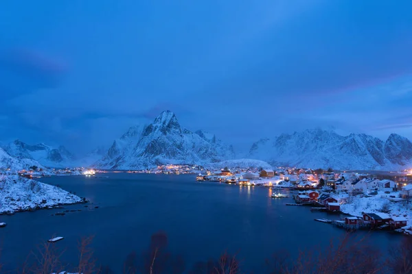 Légi Kilátás Norvég Halászfalu Reine City Lofoten Szigetek Nordland Norvégia — Stock Fotó