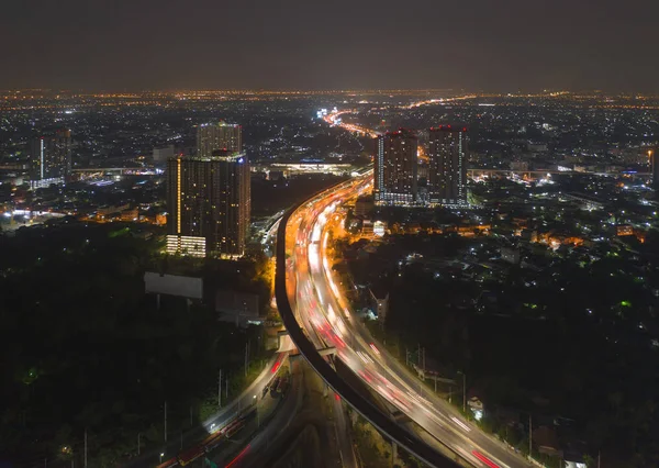 Letecký Pohled Sathorn Road Bangkok Downtown Thajsko Finanční Obchodní Centra — Stock fotografie