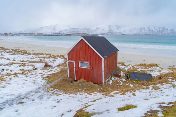 Haus Hütte Oder Haus Norwegisches Fischerdorf Reine City Lofoten Nordland — Stockfoto