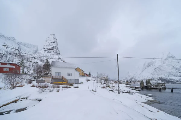 Kulübe Reine City Lofoten Adalarındaki Norveç Balıkçı Köyü Nordland Norveç — Stok fotoğraf
