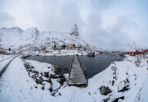 Kulübe Reine City Lofoten Adalarındaki Norveç Balıkçı Köyü Nordland Norveç — Stok fotoğraf