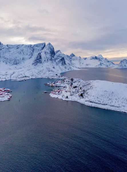 Αεροφωτογραφία Των Νησιών Lofoten Και Των Λιμνών Ποταμών Κομητεία Nordland — Φωτογραφία Αρχείου