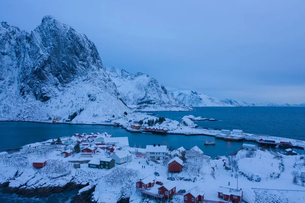 Vue Aérienne Village Pêcheurs Norvégien Reine City Îles Lofoten Nordland — Photo