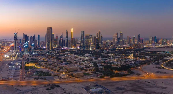 Vue Aérienne Centre Ville Dubaï Autoroute Des Émirats Arabes Unis — Photo