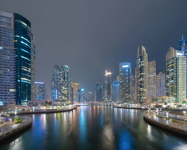 Dubai Marina Lake River Downtown Skyline Emiratos Árabes Unidos Eau —  Fotos de Stock