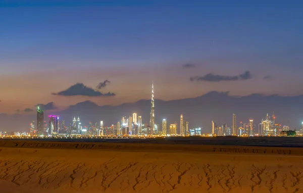 Dubai Downtown Skyline Mit Wüstensand Vereinigte Arabische Emirate Oder Vae — Stockfoto