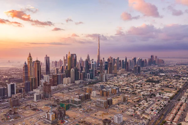 Vista Aérea Del Burj Khalifa Dubai Centro Skyline Autopista Emiratos — Foto de Stock