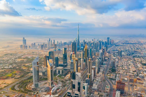 Vista Aérea Del Burj Khalifa Dubai Centro Skyline Autopista Emiratos — Foto de Stock
