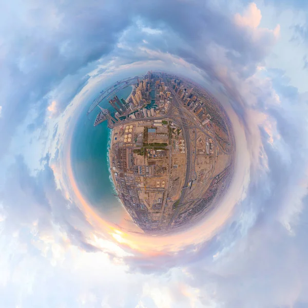 Мала Планета 360 Градусів Panorama Air View Dubai Downtown Skyline — стокове фото