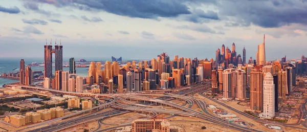 Aerial View Dubai Downtown Skyline Highway Roads Street United Arab — Stock Photo, Image