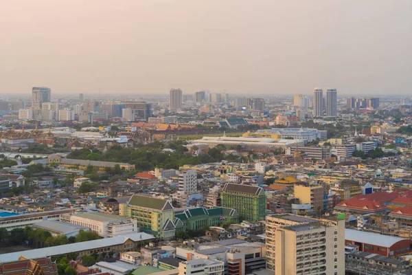 Tayland Başkenti Bangkok Gökyüzü Manzarası Finans Sektörü Şehir Merkezindeki Yerleşim — Stok fotoğraf