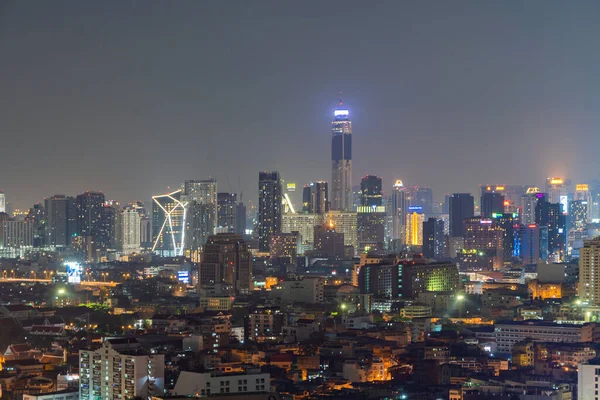 Tayland Başkenti Bangkok Gökyüzü Manzarası Finans Sektörü Şehir Merkezindeki Yerleşim — Stok fotoğraf