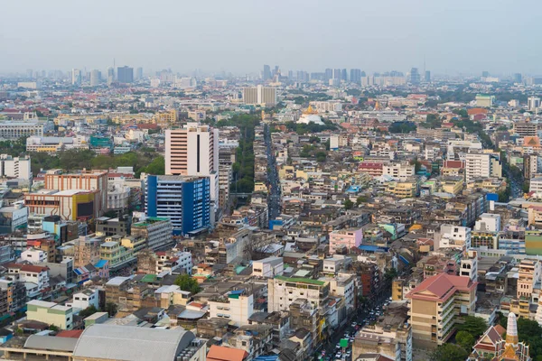 Tayland Başkenti Bangkok Gökyüzü Manzarası Finans Sektörü Şehir Merkezindeki Yerleşim — Stok fotoğraf