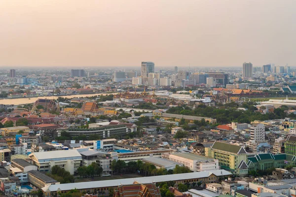 Aerial View Residential Buildings Traditional Temple Rattanakosin Island Bangkok Downtown — Stock Photo, Image