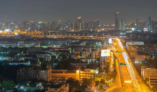 Вид Воздуха Шоссе Steet Дороги Бангкоке Downtown Горизонта Таиланд Финансовый — стоковое фото