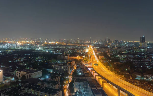 Vista Aérea Carreteras Empinadas Bangkok Centro Skyline Tailandia Distrito Financiero — Foto de Stock