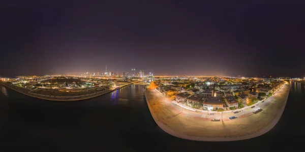 360 Panoráma 180 Fokos Szöggel Zökkenőmentes Panoráma Dubai Belvárosára Egyesült — Stock Fotó