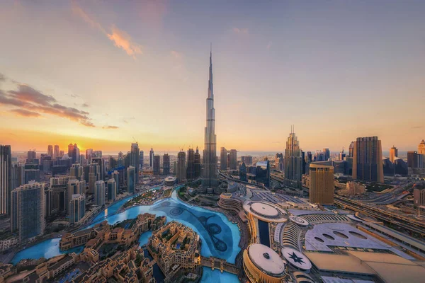 Légi Kilátás Burj Khalifa Dubai Downtown Városkép Szökőkút Egyesült Arab — Stock Fotó