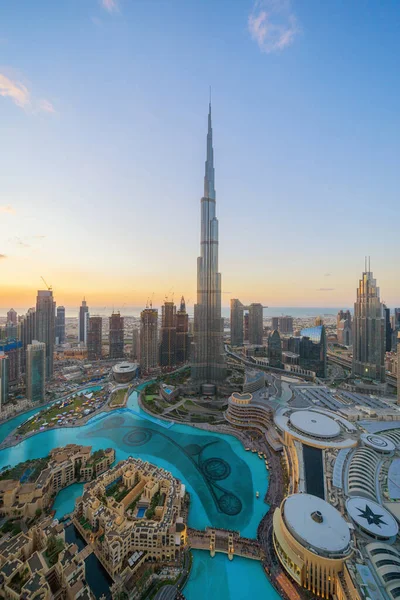 Vista Aérea Del Burj Khalifa Dubai Centro Skyline Fuente Emiratos — Foto de Stock