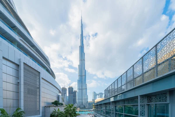 Burj Khalifa Dans Dubai Downtown Skyline Émirats Arabes Unis Eau — Photo