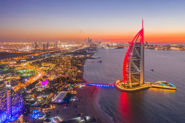 Luftaufnahme Des Burj Arab Jumeirah Island Oder Bootsbau Dubai Downtown — Stockfoto