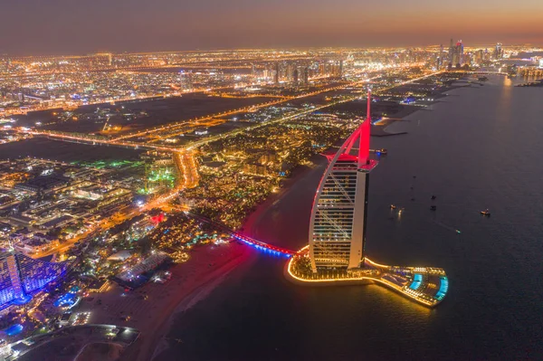 Luftaufnahme Des Burj Arab Jumeirah Island Oder Bootsbau Dubai Downtown — Stockfoto